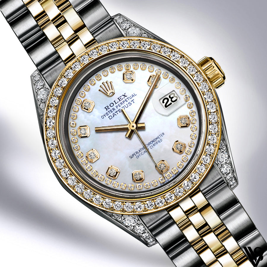 Rolex - 26mm Datejust Natural Pearl Diamond Dial with Diamond Bezel & Diamond Lugs Two-tone 18K Yellow Gold & Stainless Steel Jubilee