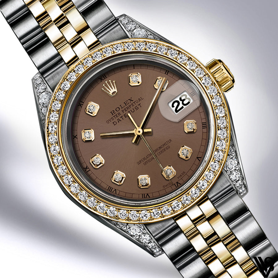 Rolex - Stainless Steel and Yellow Gold Datejust - Diamond Bezel - Chocolate Brown Diamond Dial - Jubilee Bracelet - Diamond Lugs