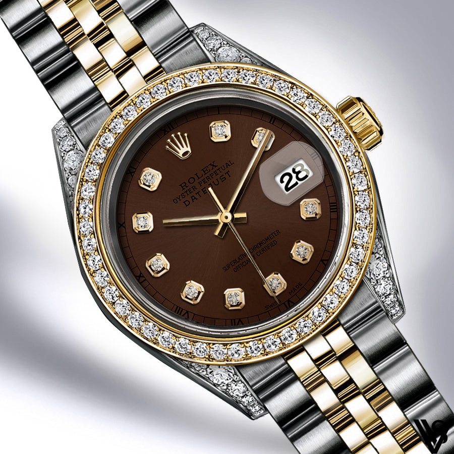 Rolex - Stainless Steel and Yellow Gold Datejust - Diamond Bezel - Rich Dark Brown Diamond Dial - Jubilee Bracelet - Diamond Lugs