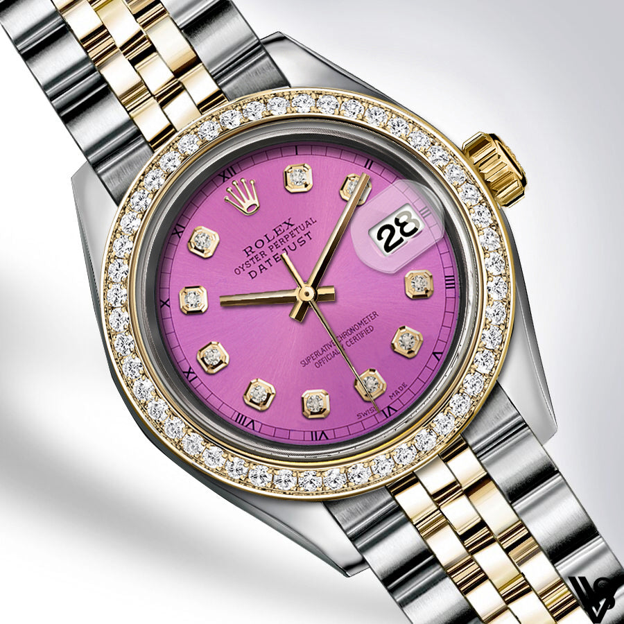 Rolex - 26mm Datejust Hot Pink Diamond Dial with Diamond Bezel Two-tone 18K Yellow Gold & Stainless Steel Jubilee