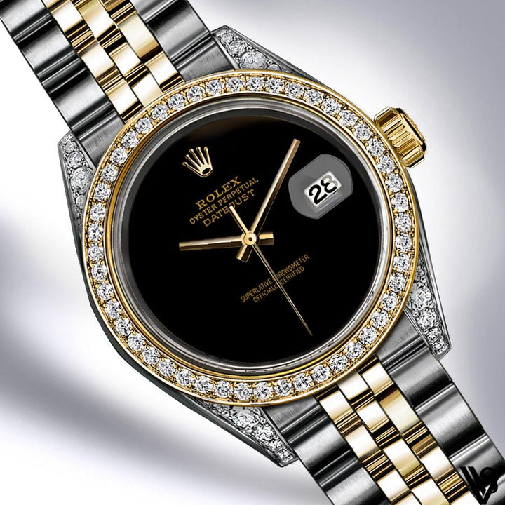 Rolex - Stainless Steel and Yellow Gold Datejust - Diamond Bezel - Sleek Black Dial - Jubilee Bracelet - Diamond Lugs