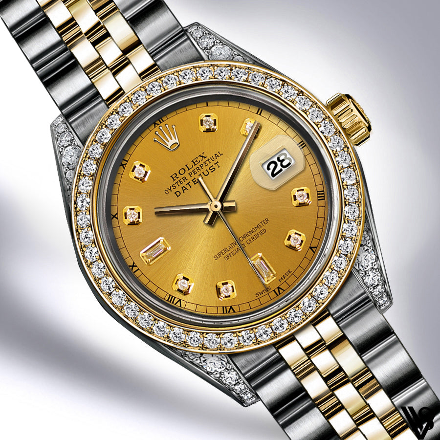 Rolex - Stainless Steel and Yellow Gold Datejust - Diamond Bezel - Yellow Gold Baguette 6 & 9 Diamond Dial - Jubilee Bracelet - Diamond Lugs