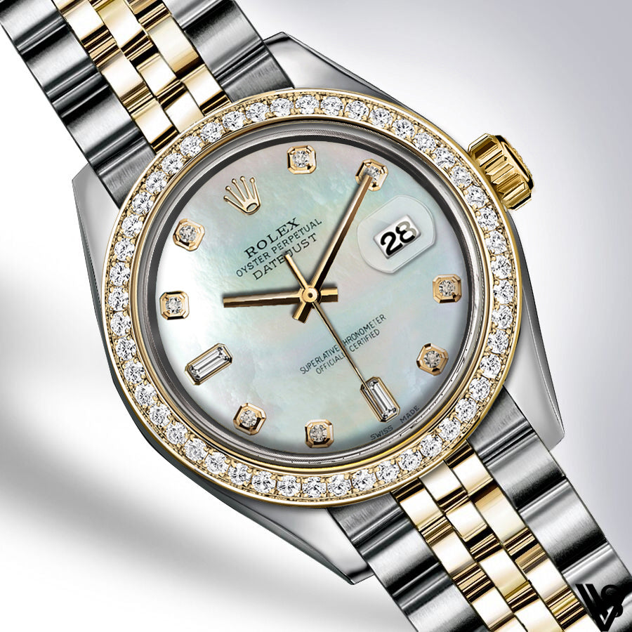 Rolex - Stainless Steel and Yellow Gold Datejust 26mm - Diamond Bezel - Pearl Rainbow Diamond Dial - Jubilee Bracelet