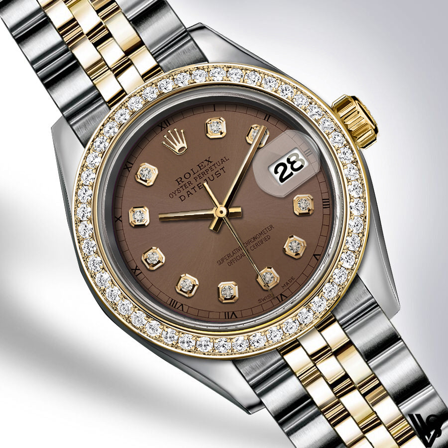 Rolex - Stainless Steel and Yellow Gold Datejust - Diamond Bezel - Chocolate Brown Diamond Dial - Jubilee Bracelet