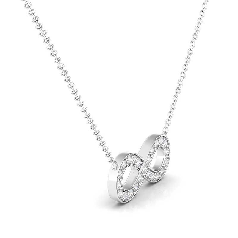 14K White Gold Infinity 0.33ctw Diamond Necklace
