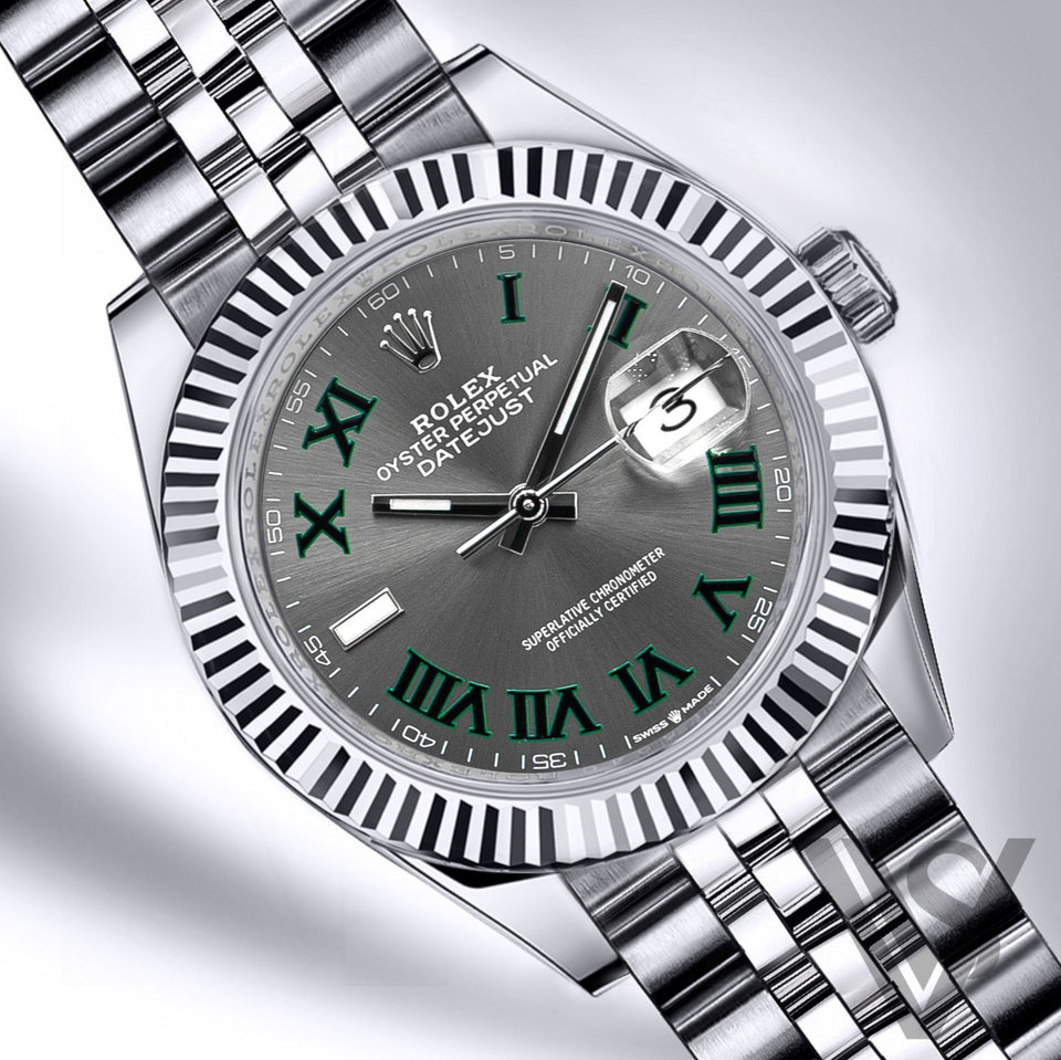 Rolex datejust green outlet roman dial