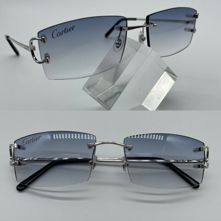 Light Navy Curved Squared Shaped Cartier Glasses