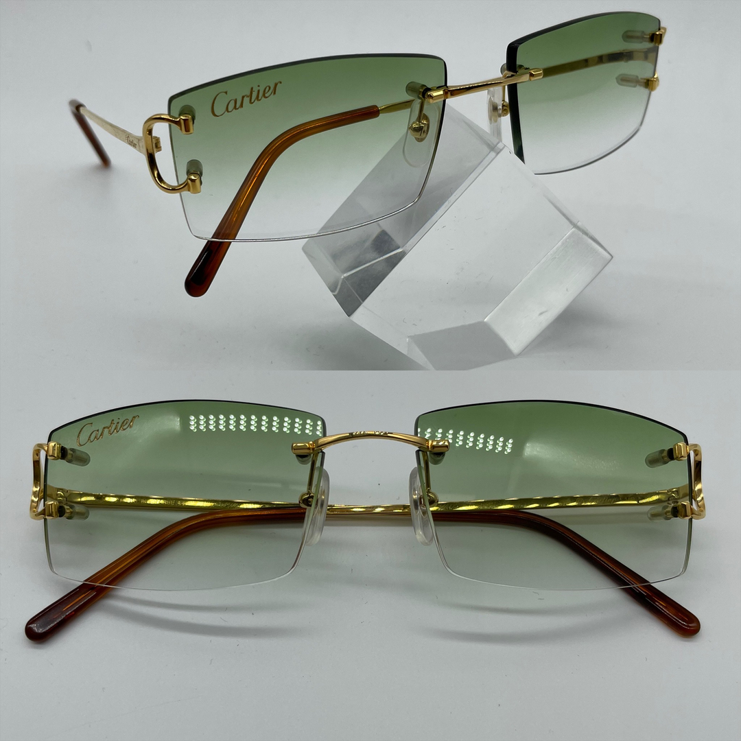 Light Green Curved Squared Shaped Cartier Glasses