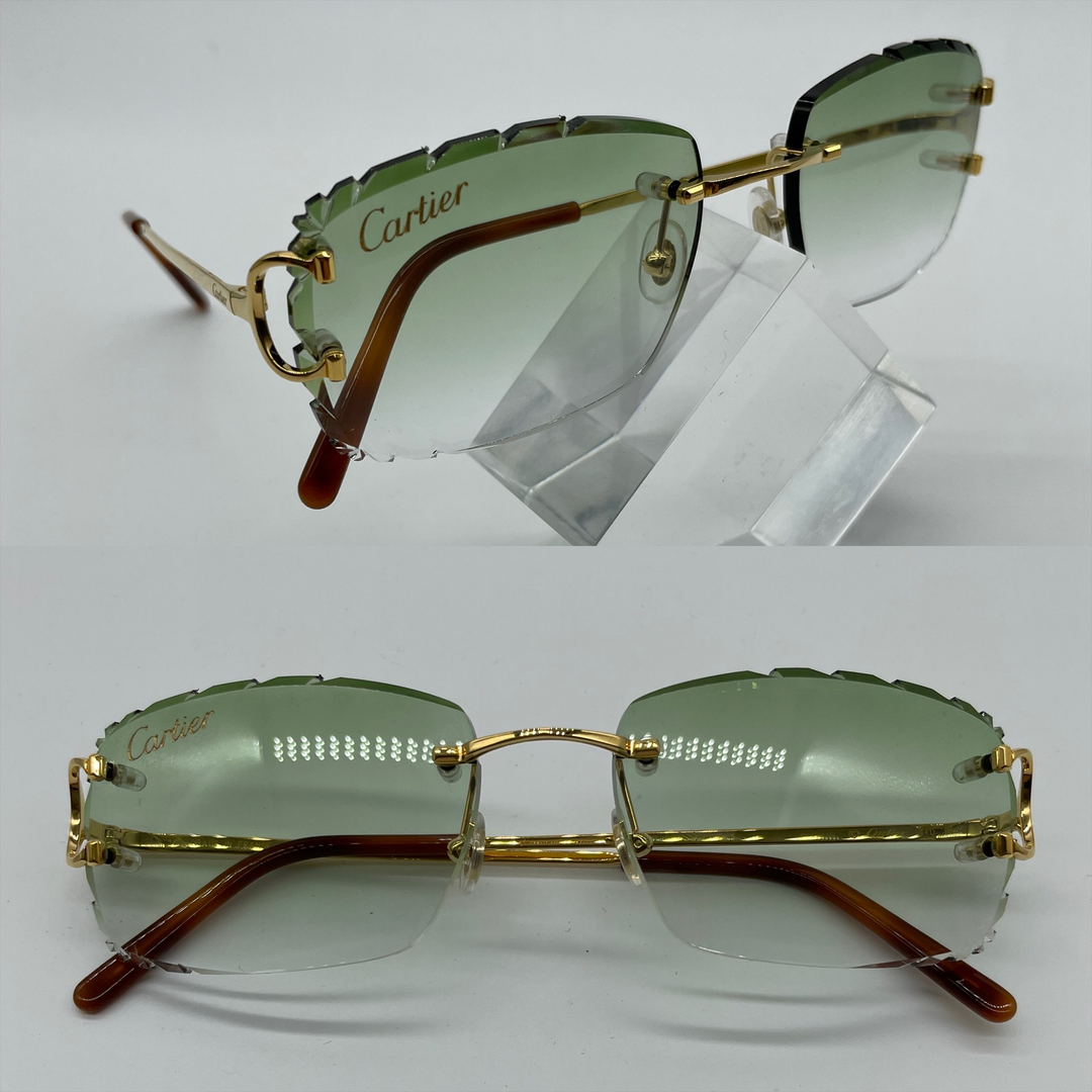 Light Green Sharp Curved Shaped Cartier Glasses