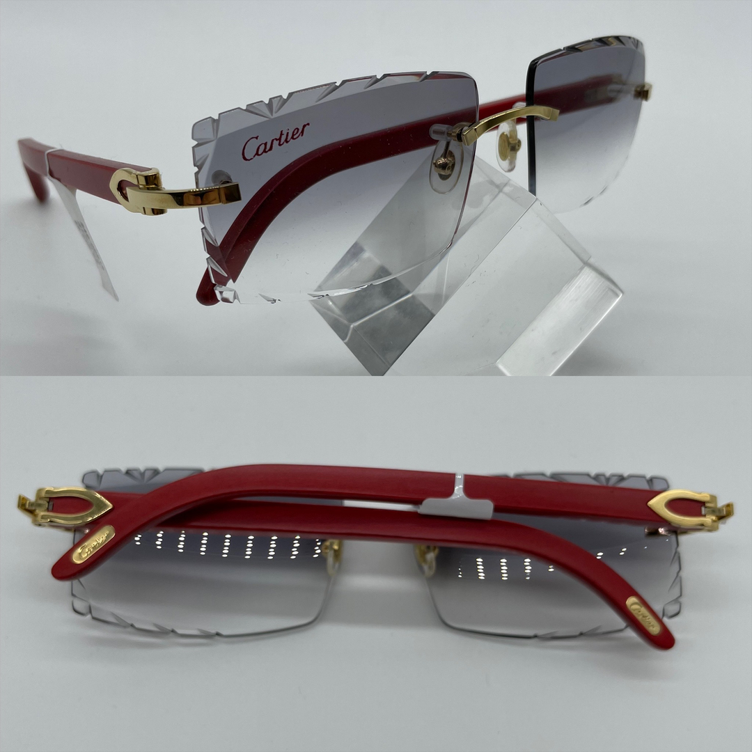 Light Red Sharp Curved Shaped Cartier Glasses
