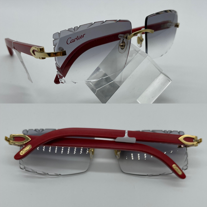 Light Red Sharp Curved Shaped Cartier Glasses