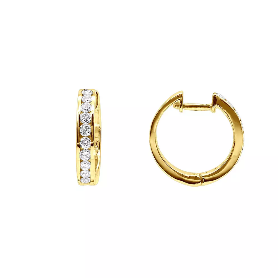 Diamond Hoop Earrings 1/2ct 14k Gold
