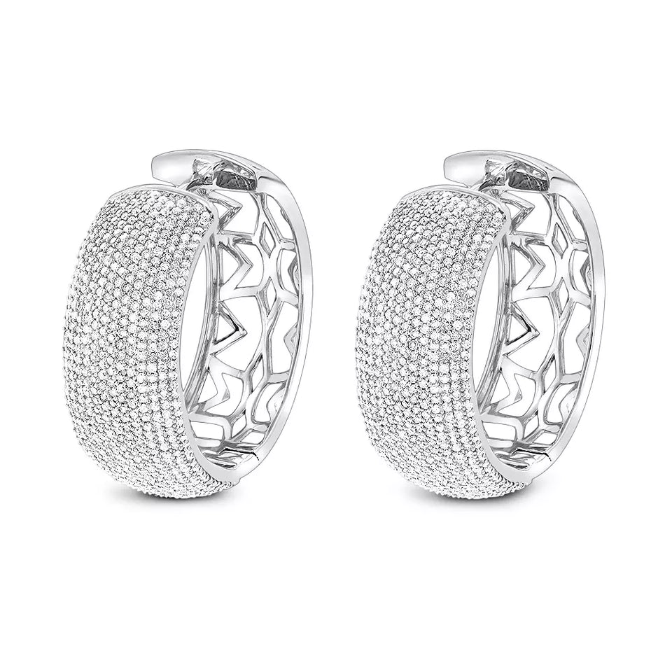 Diamond Large Hoop Earrings 3.59ct 14K White Gold
