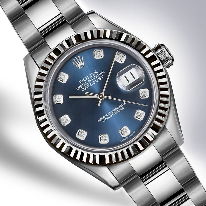 Rolex - Stainless Steel Datejust - Fluted Bezel - Blue Diamond Dial - Oyster Bracelet