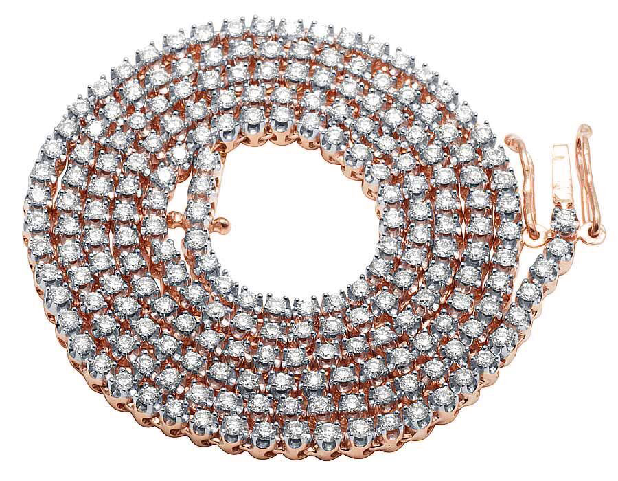 Rose Gold Diamond 2.5MM Solitaire Tennis Chain Necklace