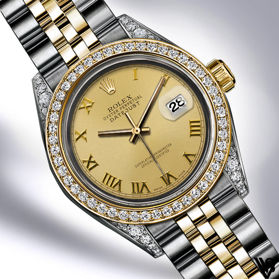 Rolex - Stainless Steel and Yellow Gold Datejust - Diamond Bezel - Gold Roman Diamond Dial - Jubilee Bracelet - Diamond Lugs