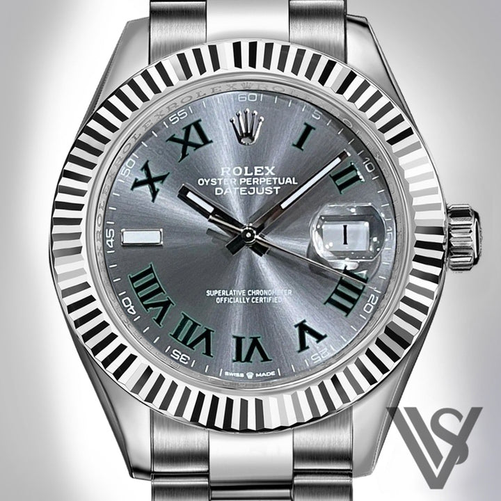 Rolex - Stainless Steel Datejust 41 - Fluted Bezel - Silver Roman Numeral Dial - Oyster Bracelet