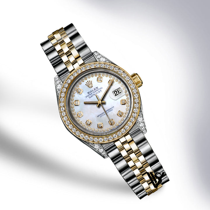 Rolex - Stainless Steel and Yellow Gold Datejust - Diamond Bezel - Natural Pearl Diamond Dial - Jubilee Bracelet - Diamond Lugs