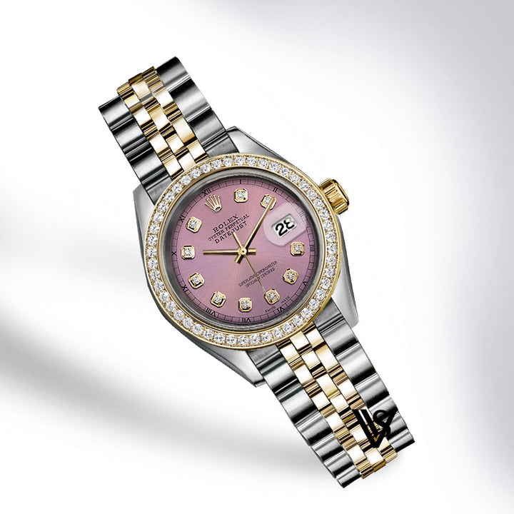 Rolex - Stainless Steel and Yellow Gold Datejust - Diamond Bezel - Dusty Rose Diamond Dial - Jubilee Bracelet