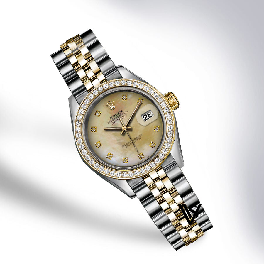 Rolex - Stainless Steel and Yellow Gold Datejust - Diamond Bezel - Gold Mother of Pearl Diamond Dial - Jubilee Bracelet