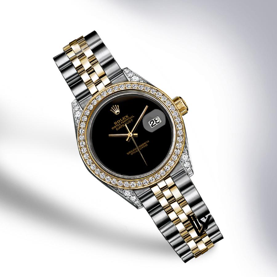 Rolex - Stainless Steel and Yellow Gold Datejust - Diamond Bezel - Sleek Black Dial - Jubilee Bracelet - Diamond Lugs