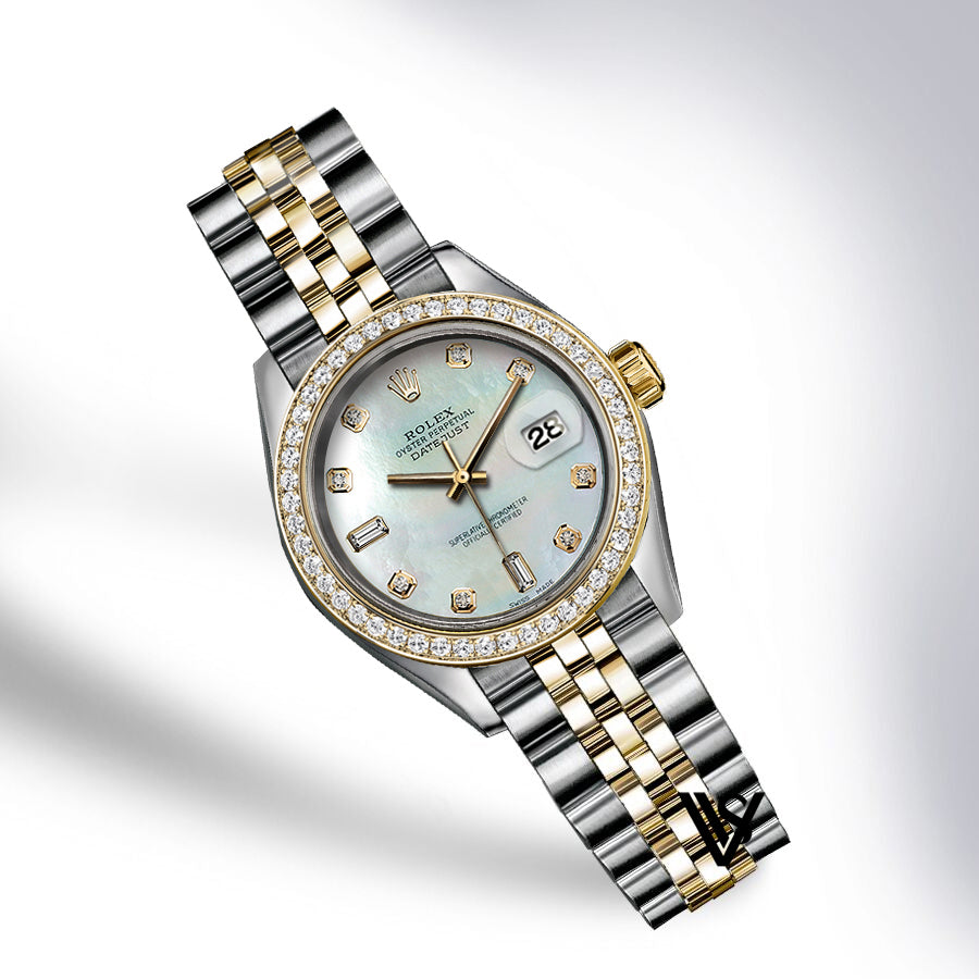 Rolex - Stainless Steel and Yellow Gold Datejust 26mm - Diamond Bezel - Pearl Rainbow Diamond Dial - Jubilee Bracelet