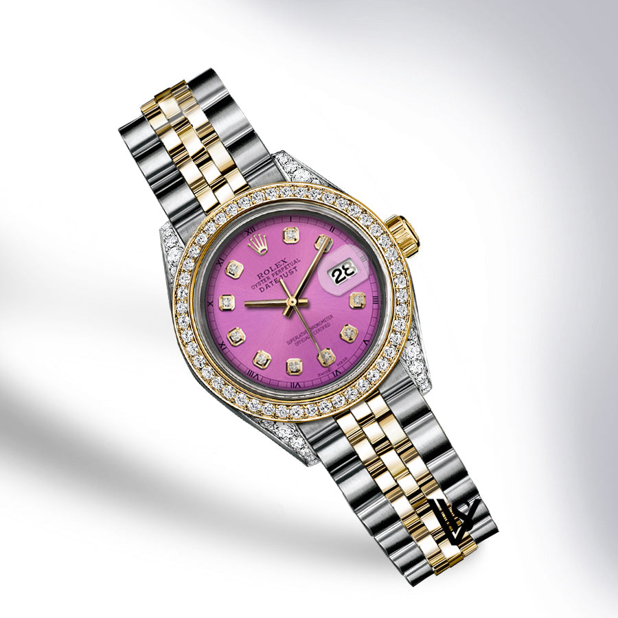 Rolex - Stainless Steel and Yellow Gold Datejust 26mm - Diamond Bezel - Hot Pink Diamond Dial - Jubilee Bracelet - Diamond Lugs