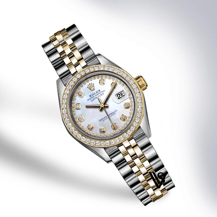Preowned Rolex - 31mm Datejust Natural Pearl Diamond String Dial with Diamond Bezel Two-tone 18K Yellow Gold & Stainless Steel Jubilee