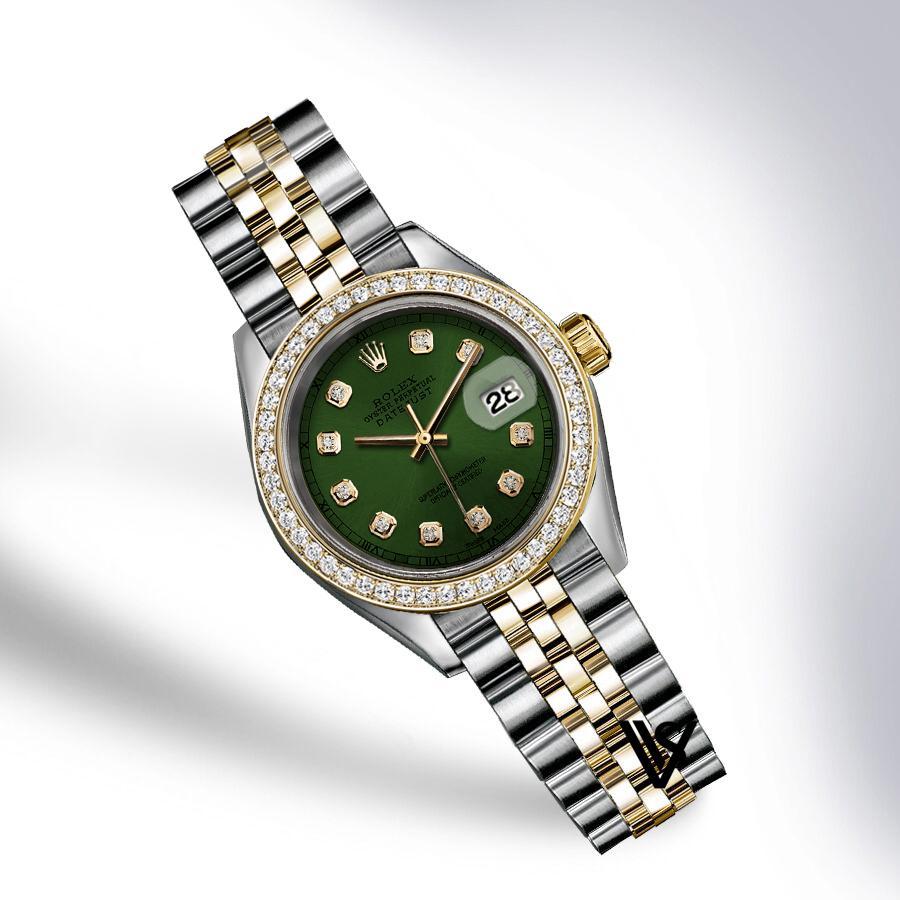 Rolex - Stainless Steel and Yellow Gold Datejust - Diamond Bezel - Forrest Green Diamond Dial - Jubilee Bracelet