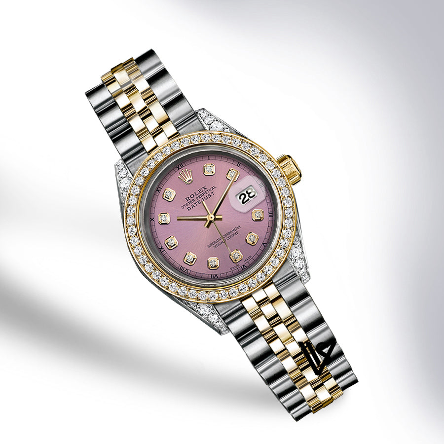 Rolex - Stainless Steel and Yellow Gold Datejust - Diamond Bezel - Dusty Rose Gold Diamond Dial - Jubilee Bracelet - Diamond Lugs