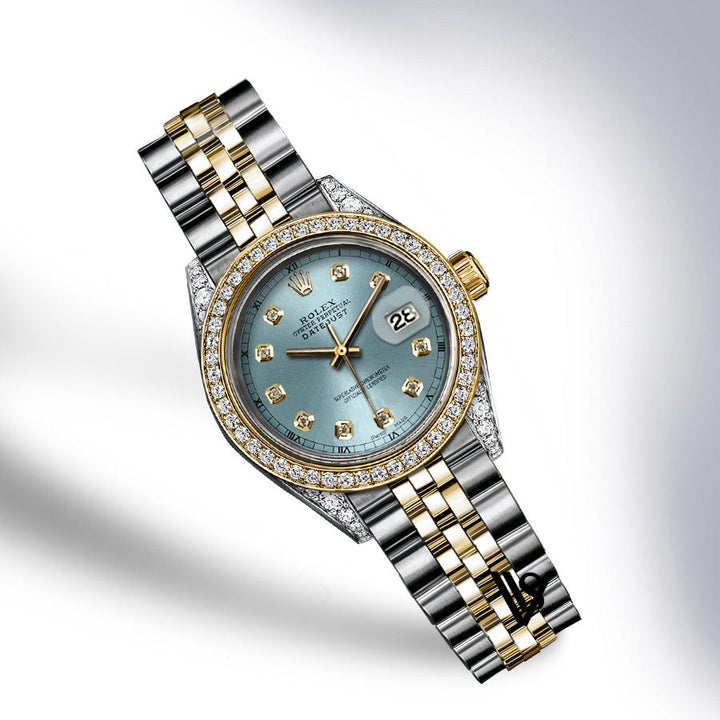 Rolex - Stainless Steel and Yellow Gold Datejust - Diamond Bezel - Pale Blue Diamond Dial - Jubilee Bracelet - Diamond Lugs