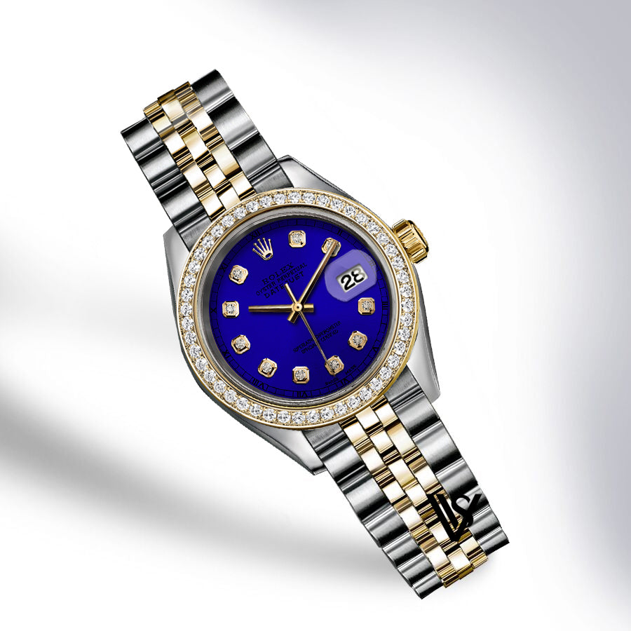 Rolex - Stainless Steel and Yellow Gold Datejust - Diamond Bezel - Royal Blue Diamond Dial - Jubilee Bracelet