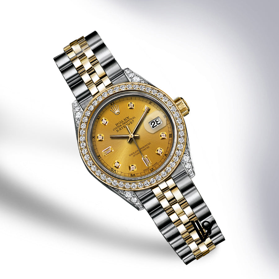 Rolex - Stainless Steel and Yellow Gold Datejust - Diamond Bezel - Yellow Gold Baguette 6 & 9 Diamond Dial - Jubilee Bracelet - Diamond Lugs