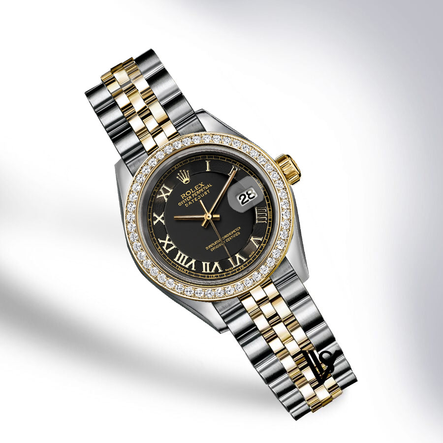 Rolex - Stainless Steel and Yellow Gold Datejust 26mm - Diamond Bezel - Gloss Matt Grey Diamond Dial - Jubilee Bracelet