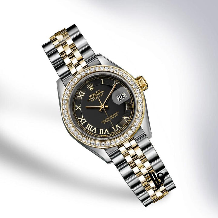 Rolex - Stainless Steel and Yellow Gold Datejust - Diamond Bezel - Gloss Matte Grey Roman Numeral Dial - Jubilee Bracelet