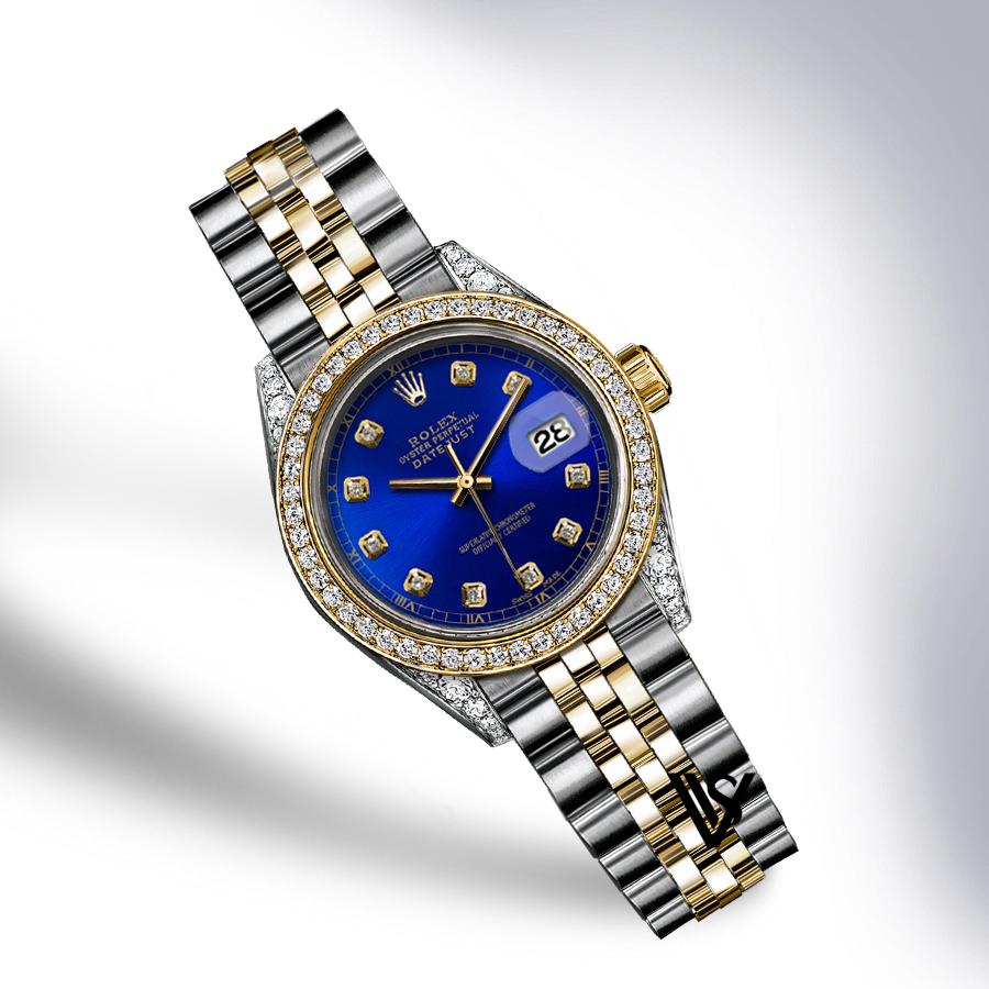 Rolex - Stainless Steel and Yellow Gold Datejust - Diamond Bezel - Royal Blue Diamond Dial - Jubilee Bracelet - Diamond Lugs