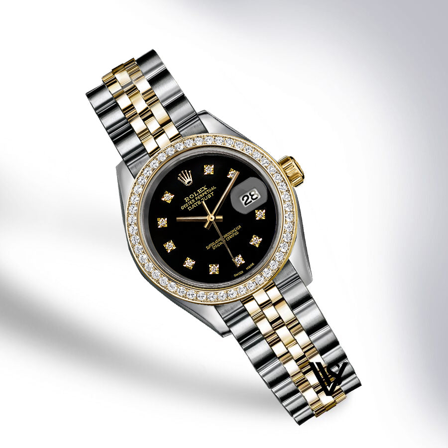 Rolex - Stainless Steel and Yellow Gold Datejust - Diamond Bezel - Black Diamond Dial - Jubilee Bracelet - Diamond Lugs