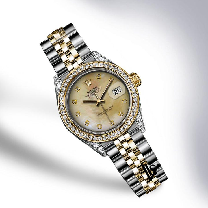 Rolex - Stainless Steel and Yellow Gold Datejust - Diamond Bezel - Gold Mother of Pearl Diamond Dial - Jubilee Bracelet - Diamond Lugs