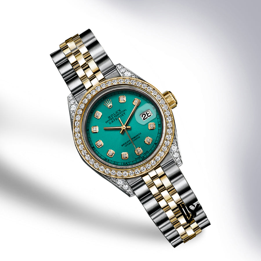 Rolex - Stainless Steel and Yellow Gold Datejust - Diamond Bezel - Turquoise Dial - Jubilee Bracelet - Diamond Lugs