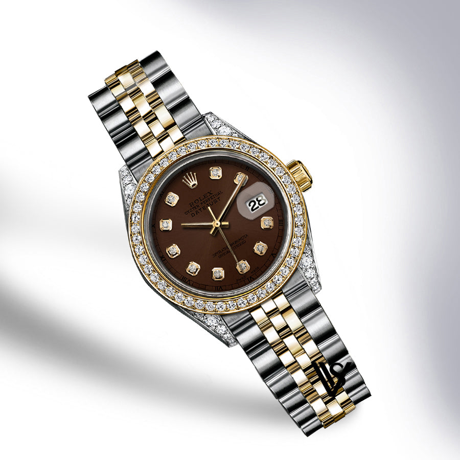 Rolex - Stainless Steel and Yellow Gold Datejust - Diamond Bezel - Rich Dark Brown Diamond Dial - Jubilee Bracelet - Diamond Lugs