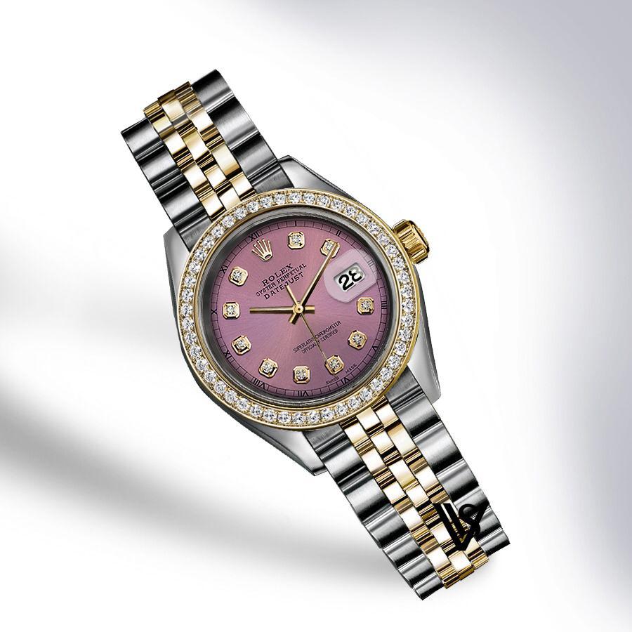 Preowned Rolex - 36mm Datejust Dusty Rose Gold Diamond Dial with Diamond Bezel Two-tone 18K Yellow Gold & Stainless Steel Jubilee