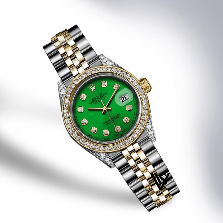 Rolex - Stainless Steel and Yellow Gold Datejust - Diamond Bezel - Green Diamond Dial - Jubilee Bracelet - Diamond Lugs