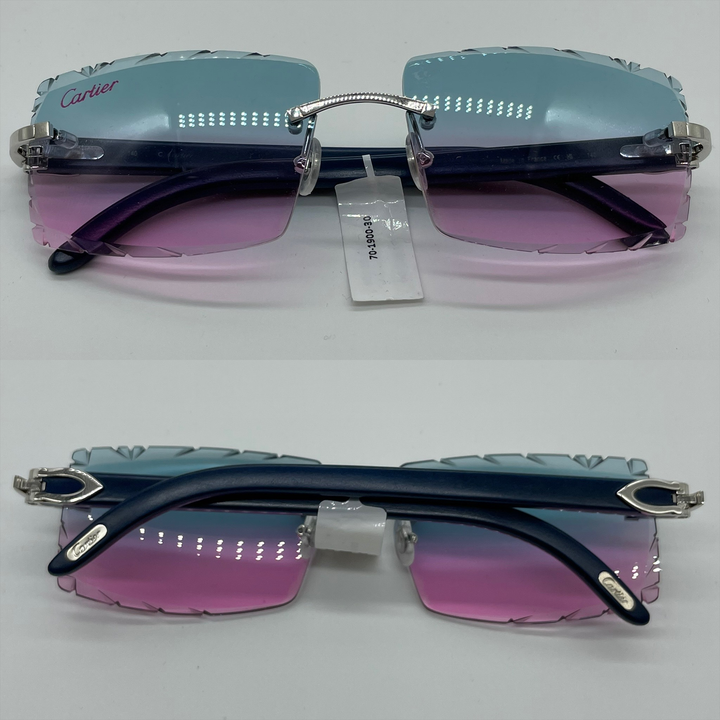 Blue/Pink Lenses W/ Black Temples Cartier Glasses