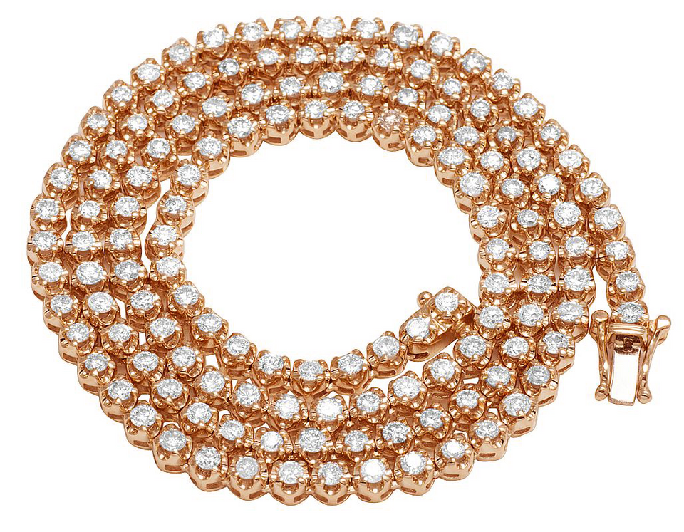 Rose Gold Tennis Toni Set Diamond Chain Necklace 4mm