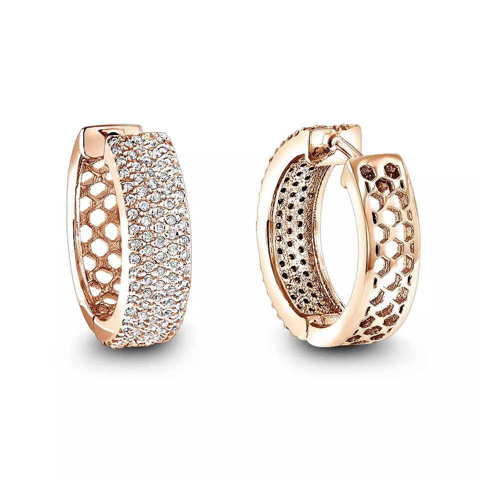Diamond Hoop Earrings 1.20ct 14K Rose Gold