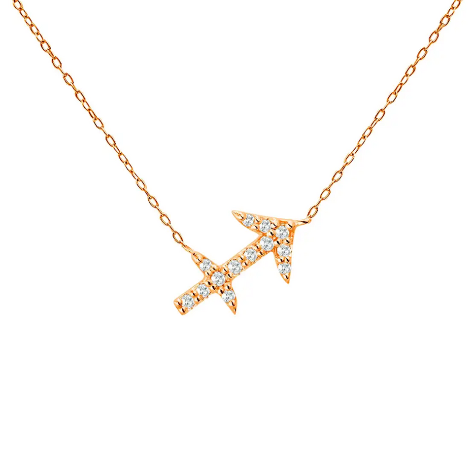 14k Diamond Necklace Sagittarius Zodiac Sign Rose Gold Zodiac