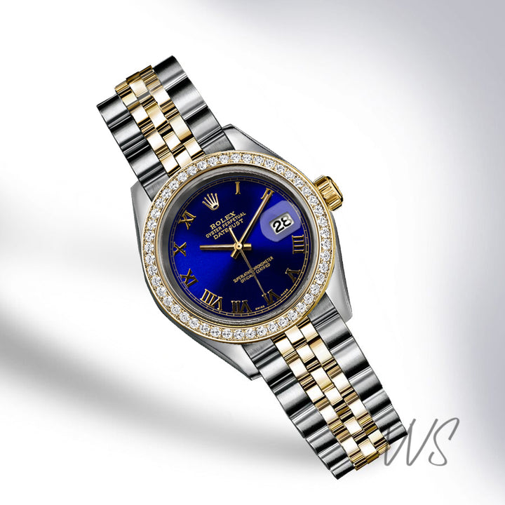 Rolex - Stainless Steel and Yellow Gold Datejust - Diamond Bezel - Royal Blue Roman Numeral Dial - Jubilee Bracelet