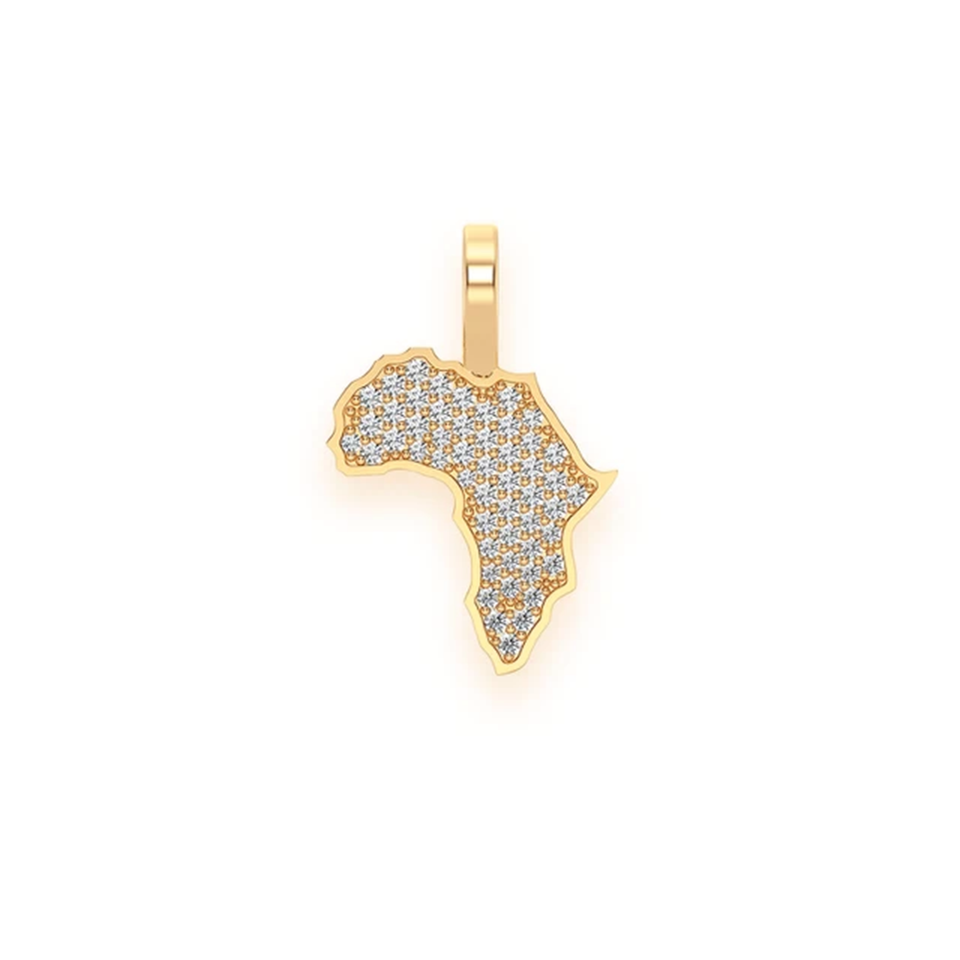 Mini Africa Continent Pendant 14K Rose 0.25ct