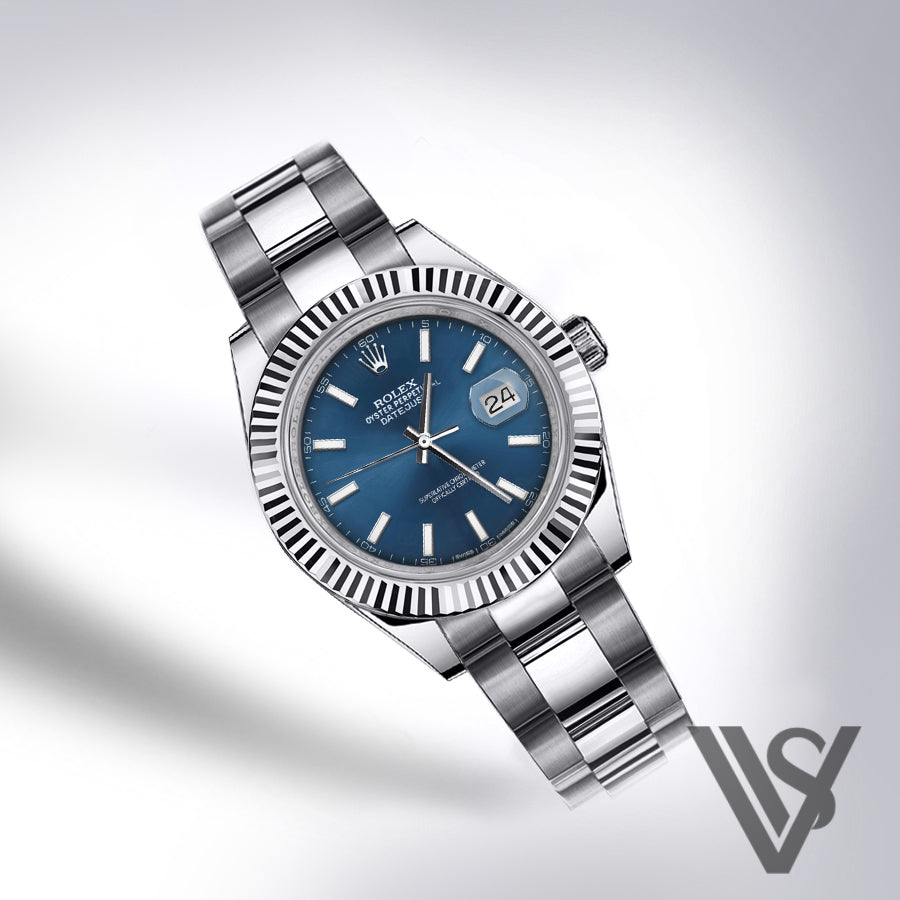 Rolex - Stainless Steel Datejust 41 - Fluted Bezel - Blue Index Dial - Oyster Bracelet