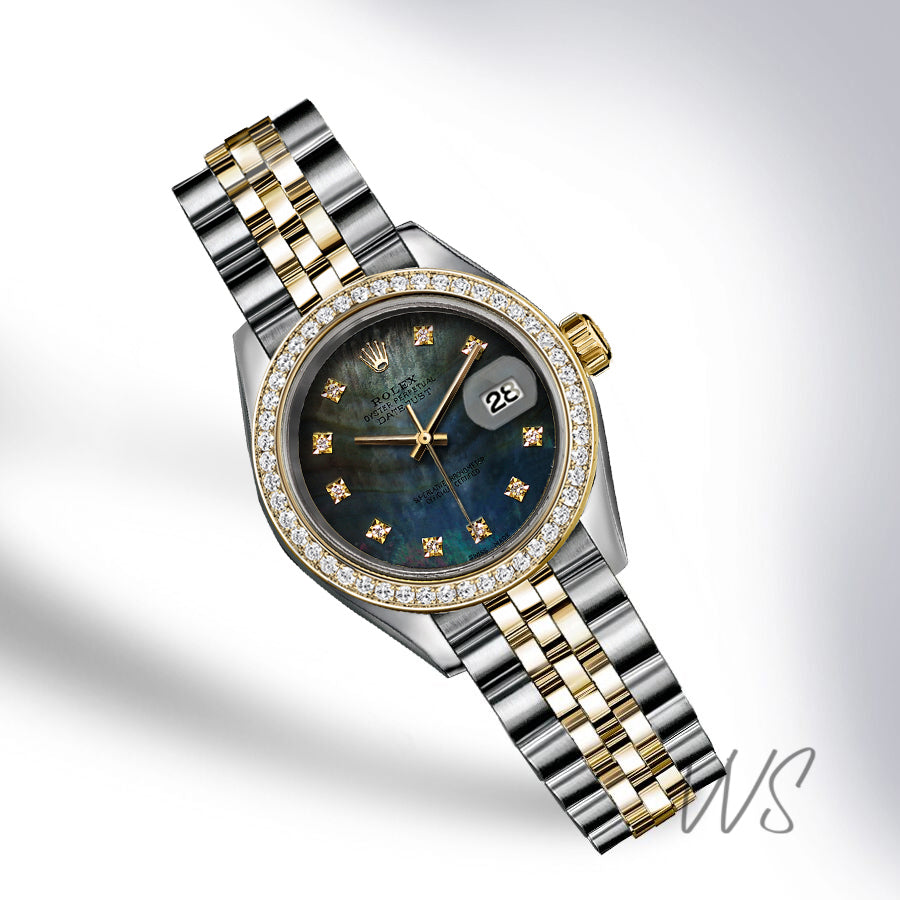 Rolex X-Large 41mm Dark Blue Tahitian Diamond Dial Diamond Bezel Stainless Steel Jubilee Datejust Watch